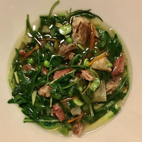 spring broth with wild spinach
